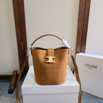 CELINE 25S LOUISE BAG 19MM IN BROWN SUEDE GOLD HARDWARE Luxe Carry