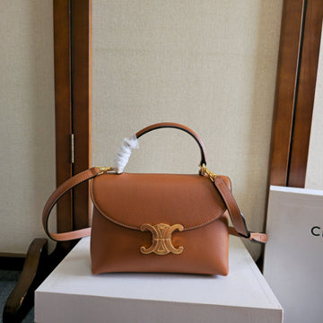 CELINE 25S NINO BAG 20MM IN CARAMEL BROWN GRAINED CALFSKIN GOLD HARDWARE Luxe Carry