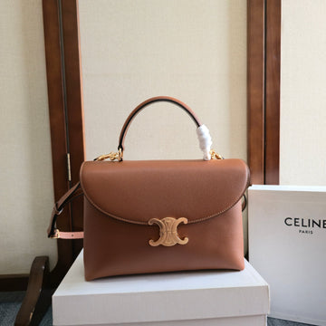 CELINE 25S MEDIUM NINO BAG 25MM IN TAN BROWN CALFSKIN GOLD HARDWARE Luxe Carry