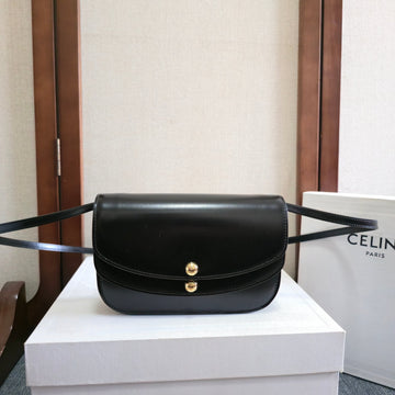 CELINE 25S DUO WALLET ON STRAP 20MM IN BLACK SHINY CALFSKIN Luxe Carry
