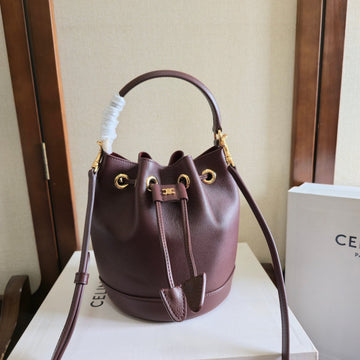 CELINE 25S CLARA BAG 19 IN SYRAH RED CALFSKIN GOLD HARDWARE Luxe Carry