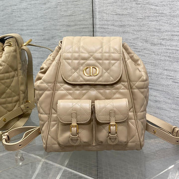 SMALL 23 CARO BACKPACK IN ALMOND BEIGE MACROCANNAGE LAMBSKIN Luxe Carry Bags