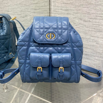 SMALL 20 CARO BACKPACK IN ROYAL BLUE MACROCANNAGE LAMBSKIN Luxe Carry