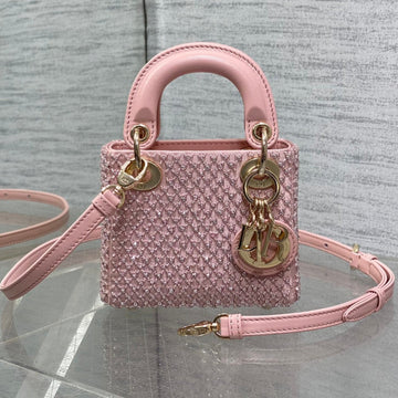 MICRO 12 LADY BAG IN BLUSH PINK SATIN WITH BEADING Luxe Carry Bags