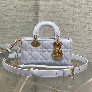 DIOR 25S SMALL LADY D?JOY BAG 19 IN LIGHT BLUE CANNAGE CALFSKIN GOLD HARDWARE By Luxe Carry