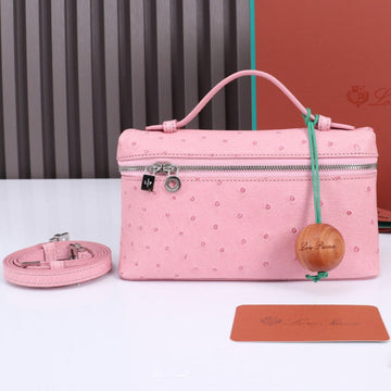 EXTRA POCKET L19 IN BABY PINK OSTRICH LEATHER Luxe Carry Bags