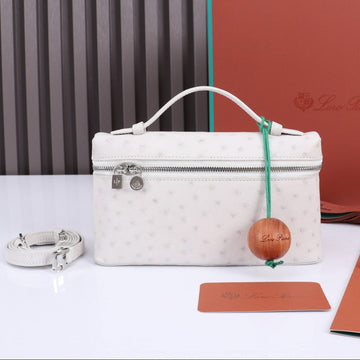 EXTRA POCKET L19 IN WHITE OSTRICH LEATHER Luxe Carry Bags