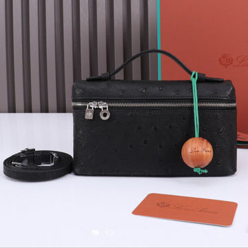 EXTRA POCKET L19 IN BLACK OSTRICH LEATHER by Luxe Carry