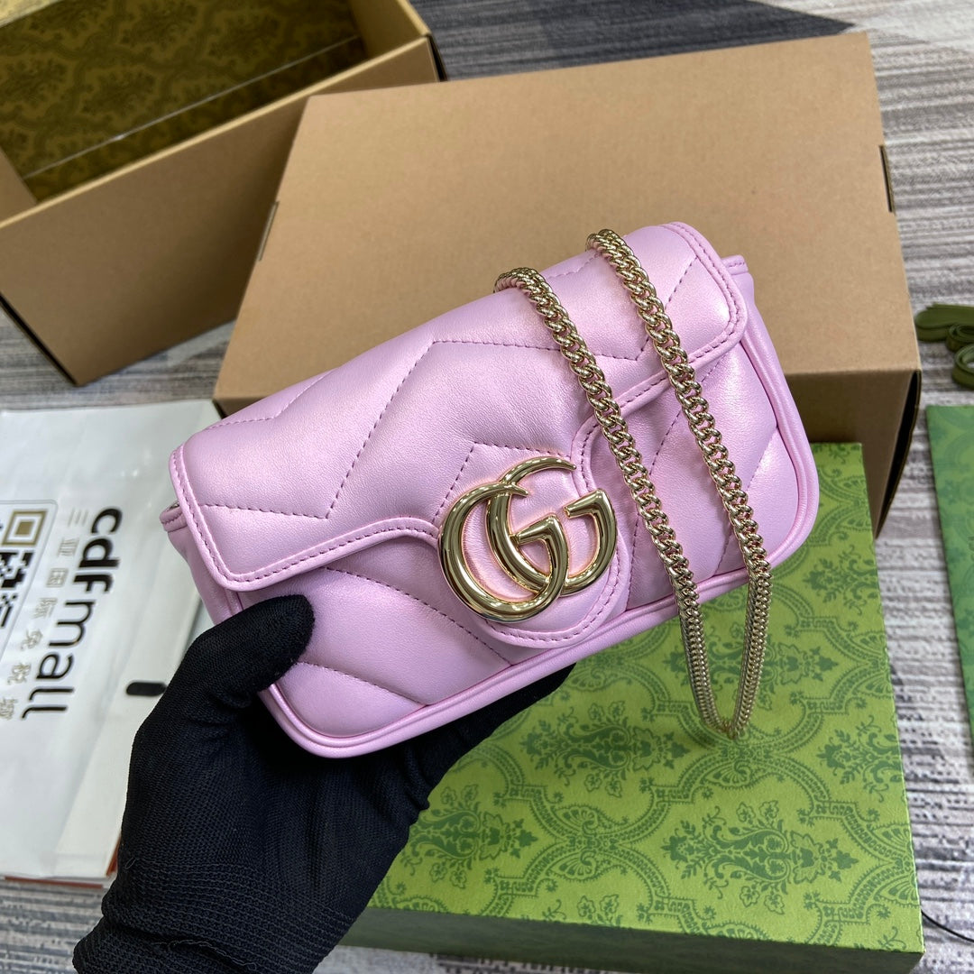 GG MARMONT 16 MINI SHOULDER BAG LIGHT PINK CALFSKIN Luxe Carry