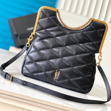 26 BLACK SHEEPSKIN WITH GOLD BUCKLE BAG by Luxe Carry