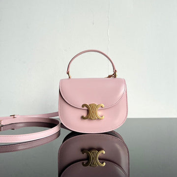 TRIOMPHE 15 Pastel Pink Calfskin Handbag Luxe Carry Bags