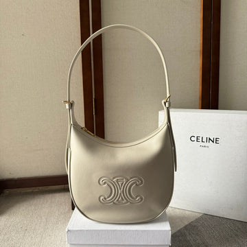 SMALL HELOÏSE BAG CUIR 22 IN WHITE CALFSKIN EMBOSSED LOGO Luxe Carry