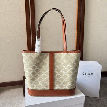 TRIOMPHE CANVAS 26.5 IN PRINTED CALFSKIN BROWN WHITE Luxe Carry Bags