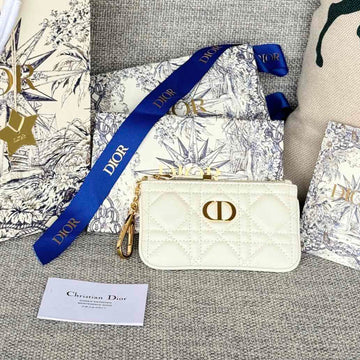 MONTAIGNE GLYCINE CARO WALLET 14 IN WHITE MACROCANNAGE CALFSKIN
