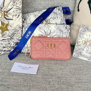 MONTAIGNE GLYCINE CARO WALLET 14 IN BABY PINK MACROCANNAGE CALFSKIN