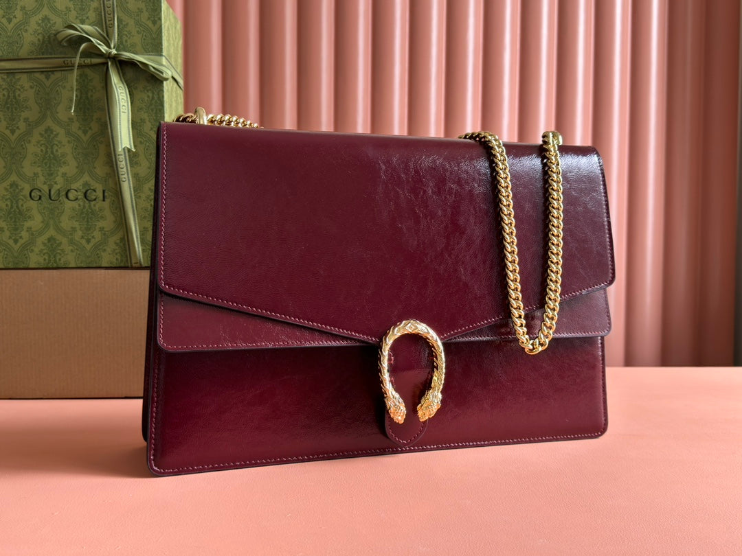 DIONYSUS LAGRE SHOULDER BAG 42 IN ROSSO ANCORA RED GG GLOSSY LAMBSKIN by Luxe Carry