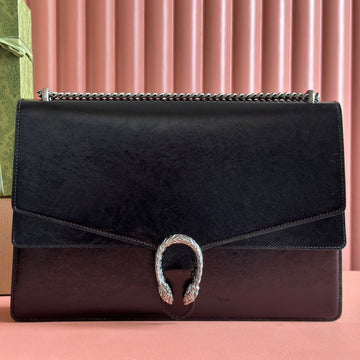 DIONYSUS LAGRE SHOULDER BAG 42 IN BLACK GG GLOSSY LAMBSKIN Luxe Carry