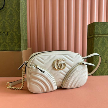 MARMONT SMALL SHOULDER BAG 24 IN WHITE CALFSKIN GOLD HARDWARE by Luxe Carry
