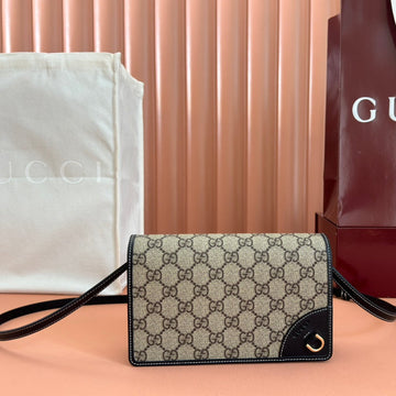 EMBLEM WALLET GG MONOGRAM 20 IN DARK BROWN AND BLACK CALFSKIN Luxe Carry