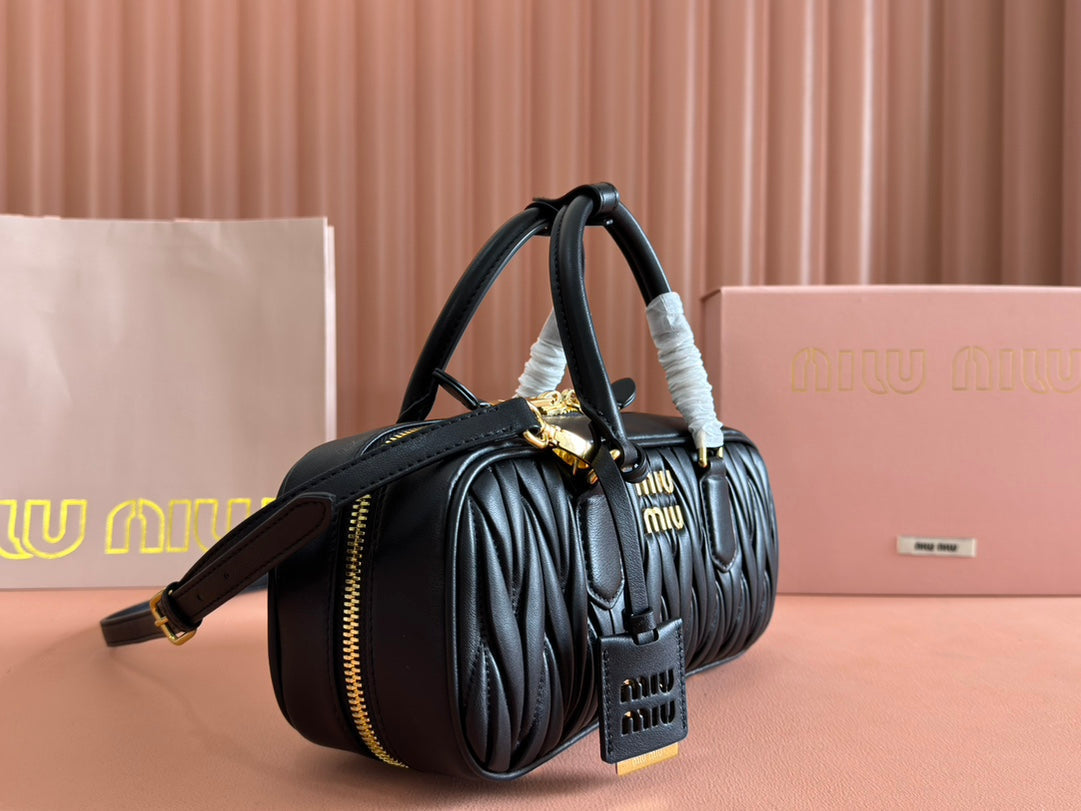 ARCADIE MATELASSÉ BAG 27 IN BLACK CALFSKIN GOLD HARDWARE Luxe Carry Bags
