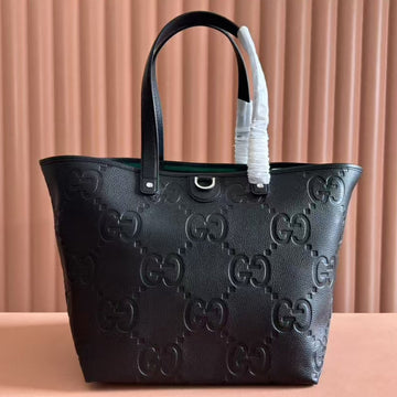 EMBLEM MEDIUM TOTE BAG 30 IN BLACK GG CALFSKIN Luxe Carry Bags