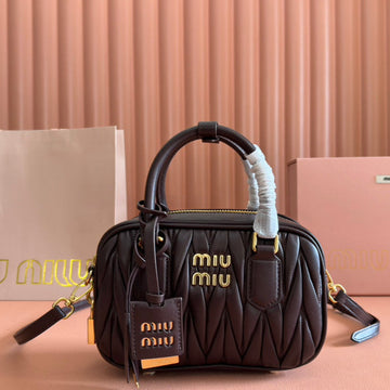 ARCADIE MATELASSÉ BAG 19 IN CHESTNUT BROWN LAMBSKIN GOLD HARDWARE Luxe Carry