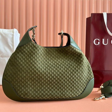 MEDIUM B SHOULDER BAG 42 IN DARK GREEN GG SUEDE Luxe Carry