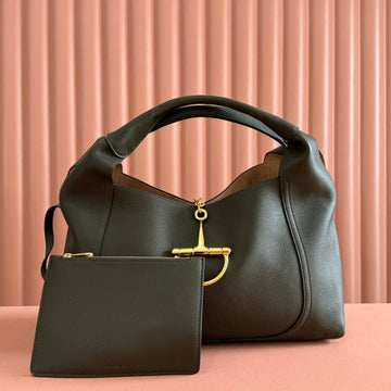 SOFTBIT MAXI SHOULDER BAG 46 IN DARK GREEN GRAINY LAMBSKIN Luxe Carry