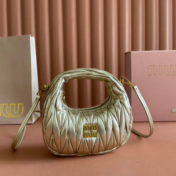 WANDER MATELASSÉ NAPPA MINI BAG 18 IN GOLDEN LAMBSKIN Luxe Carry