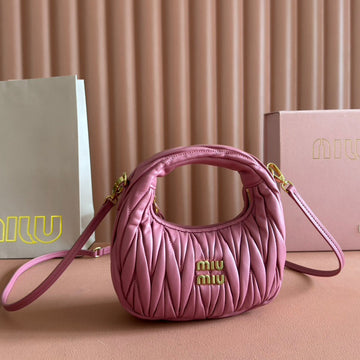 WANDER MATELASSÉ NAPPA MINI BAG 18 IN LIGHT PLUM LAMBSKIN Luxe Carry