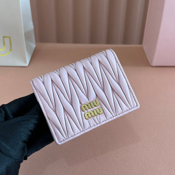SMALL MATELASSÉ NAPPA LEATHER WALLET LIGHT PINK