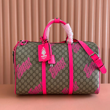 GUCCI CHROMA LARGE DUFFLE BAG 45 PINK IN GG MONOGRAM CANVAS by Luxe Carry