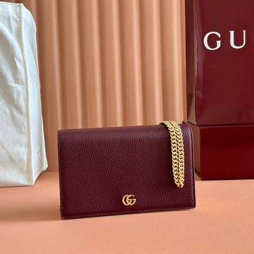 GG MARMONT 20 MINI CHAIN BAG IN DARK RED CALFSKIN Luxe Carry