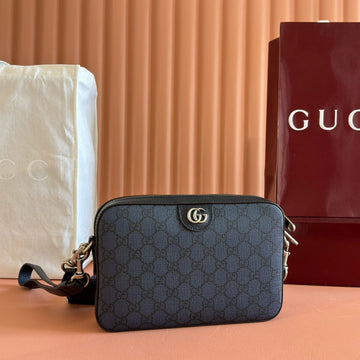 GUCCI OPHIDIA SMALL CROSSBODY BAG 24 NAVY BLUE MONOGRAM CANVAS Luxe Carry