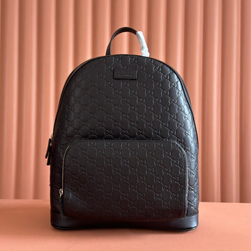 EMBOSSED BACKPACK 40 IN BLACK CALFSKIN SILVER HARDWARE by Luxe Carry