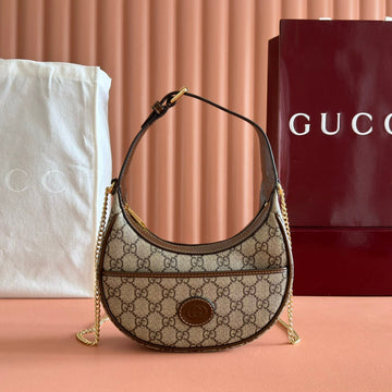 GG SUPREME SHOULDER BAG 22 BROWN IN CANVAS GOLD HARDWARE Luxe Carry