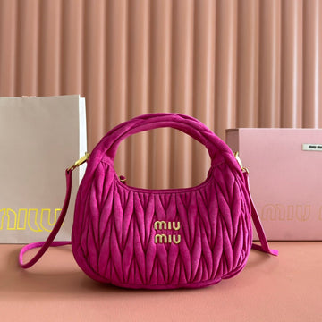 MIU MIU SUEDE HANDBAG 23 DEEP FUCHSIA Luxe Carry