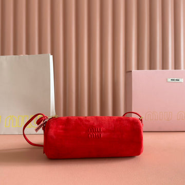 SUEDE BAG 22 RED GOLD HARDWARE Luxe Carry