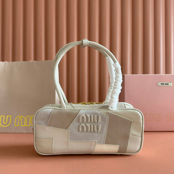 BEAU TOP HANDLE BAG 28 IN CHALK WHITE LEATHER PATCHWORK Luxe Carry