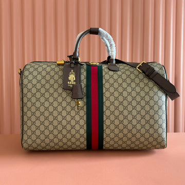 GUCCI 26S DUFFLE BAG 52 IN BEIGE AND DARK BROWN CANVAS by Luxe Carry