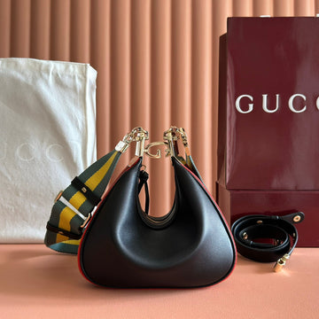 GUCCI 26S ATTACHE SHOULDER BAG 23 IN BLACK CALFSKIN Luxe Carry Bags