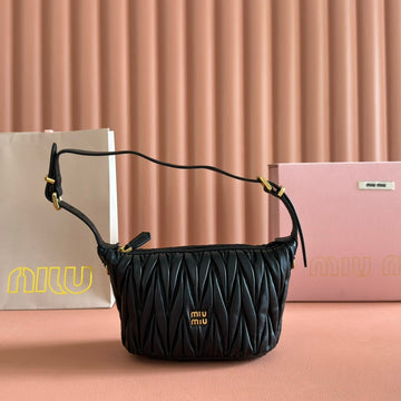 MIUMIU 26S POUCH BAG 15 IN BLACK CALFSKIN GOLD HARDWARE Luxe Carry
