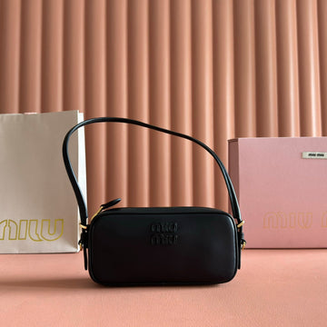 MIUMIU 26S POUCH BAG 20 IN BLACK CALFSKIN GOLD HARDWARE Luxe Carry