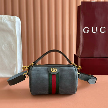 GUCCI 25S OPHIDIA MINI SHOULDER BAG 19 CM IN GREY SUEDE Luxe Carry