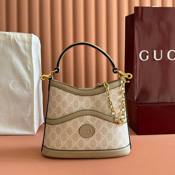GUCCI 26S SHOULDER BAG 25 IN BEIGE COATED CANVAS Luxe Carry Bags
