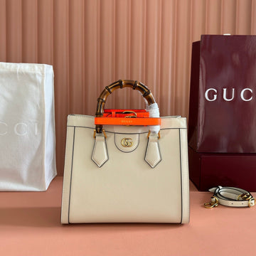 GUCCI 26S DIANA TOTE BAG 27 IN CREAM WHITE CALFSKIN Luxe Carry Bags