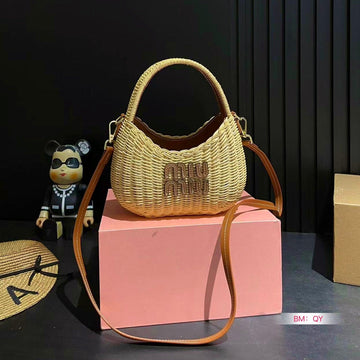 WANDER 25 WICKER BAG IN TAN/ CARAMEL RATTAN Luxe Carry Bags