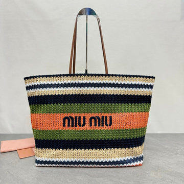 LARGE SHOPPING BAG 40 IN COLORFUL WOVEN RAFFIA Luxe Carry