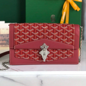 DUCHESSE MARIE-CAROLINE BAG 25 IN RED GOYARDINE CANVAS AND SMOOTH CALFSKIN by Luxe Carry