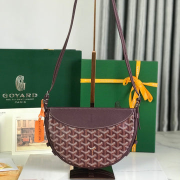 HIRONDELLE BAG 25 IN WINE RED LAMBSKIN AND GOYARDINE CANVAS Luxe Carry